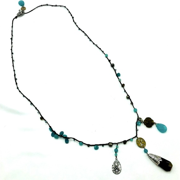 Smokey Teal Blue/Green Silpada Versatile Bead Necklace - Picture 4 of 8